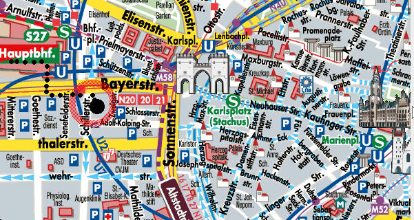 Map Of Munich And City Hotel 